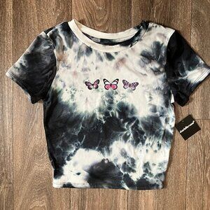 NWT Charlotte Russe Crop Top Tye Dye with Butterflies XS